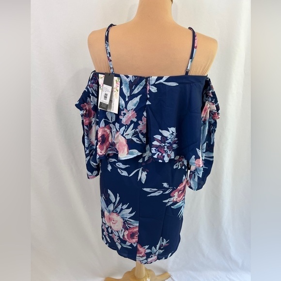 YUMI Kim Celine‎ Blue Floral Flutter Sleeve Mini Dress - Picture 8 of 13